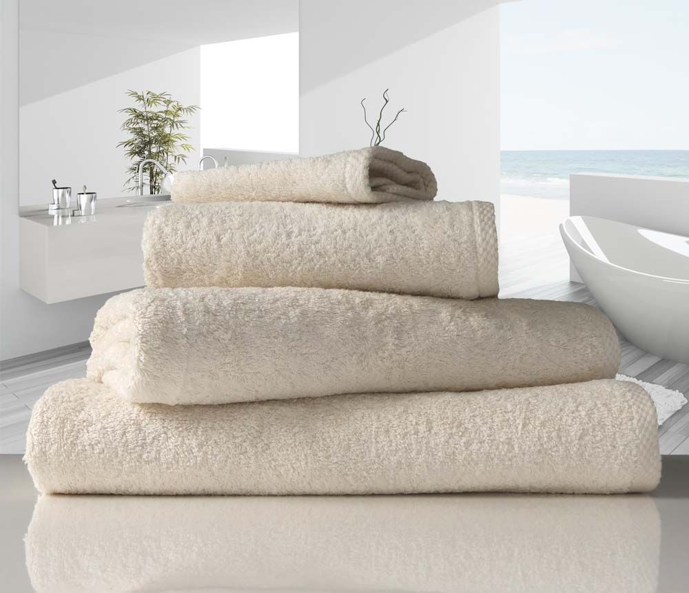 linenHall 500gsm Combed Organic Cotton Bath Towels Natural Unbleached